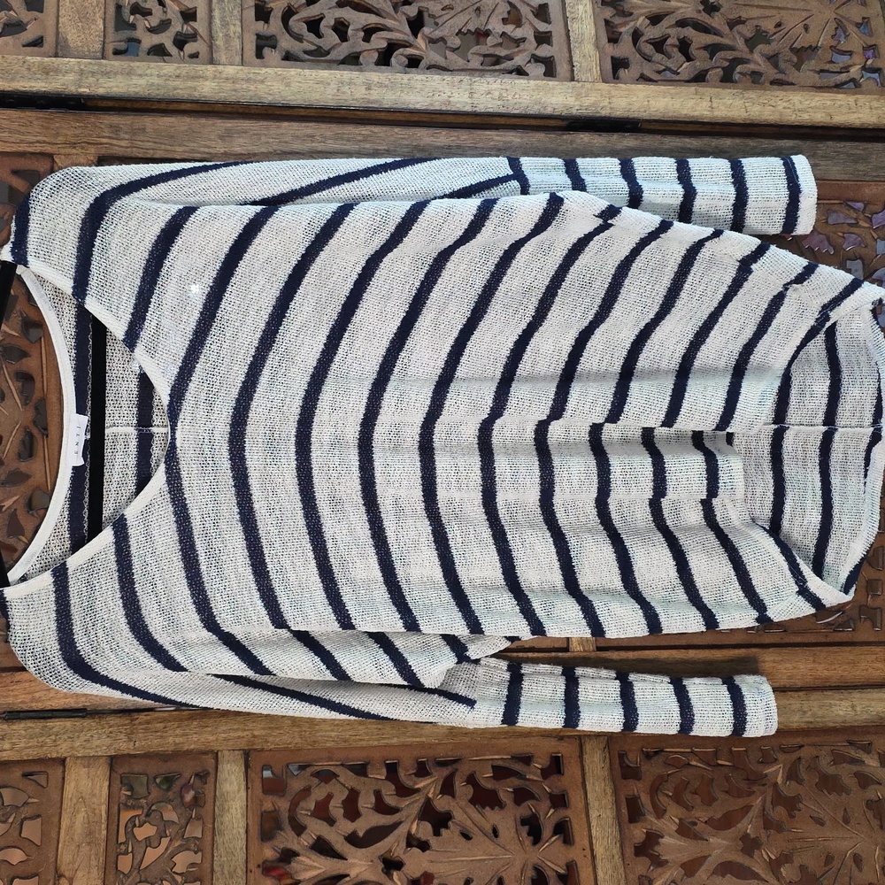 ENTI Navy and White Striped Sweater